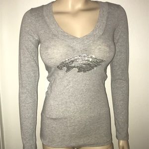Grey Philadelphia Eagles rhinestone shirt top